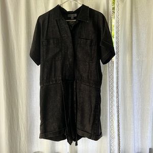 NWT Short Sleeve Black Vintage Wash Romper